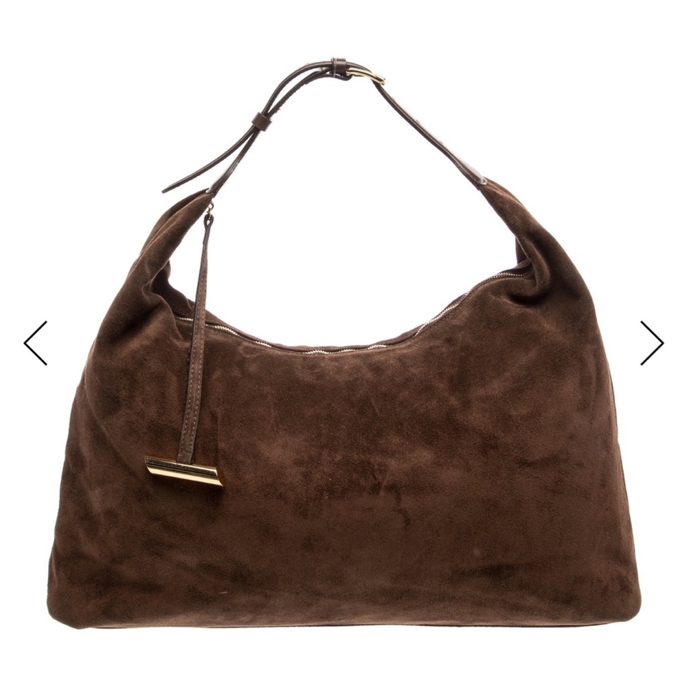 Liffner Pillow Shoulder Bag Brown Suede